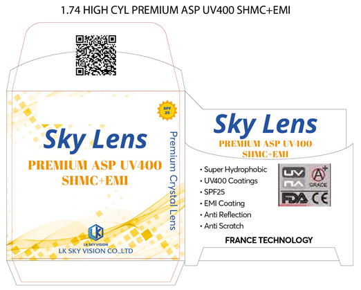 1.74 HIGH CYL PREMIUM ASP UV400 SHMC+EMI